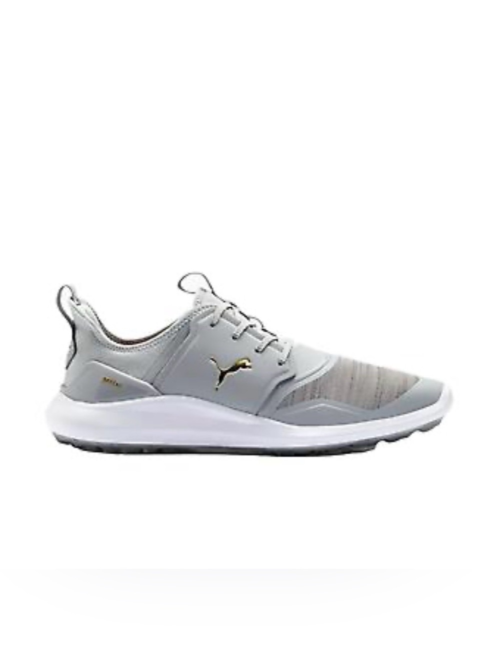 Puma Ignite Men's Light Gray and White Athletic Sneakers with Gold Logo